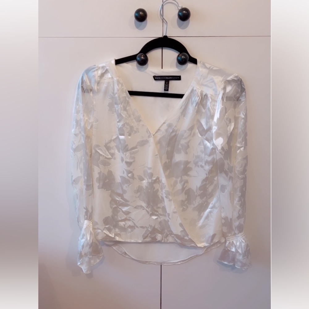 White House black market silk white blouse